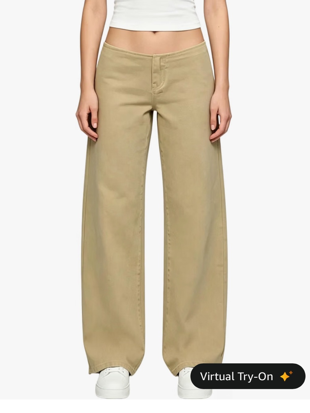 Low Waist Wide Leg Women's Jeans in Khaki
